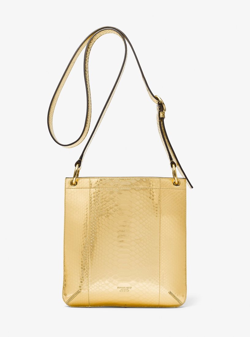 Bolsas de Mano Michael Kors Tate Small Metallic Python Embossed Leather Crossbody Bag Mujer Doradas | 3617-EUDSY