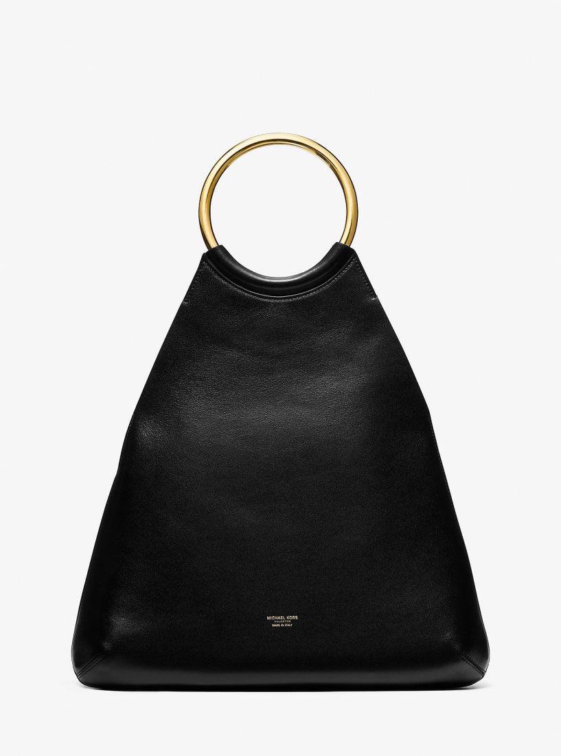 Bolsas de Mano Michael Kors Ursula Large Leather Ring Tote Bag Mujer Negras | 8452-RTCEI