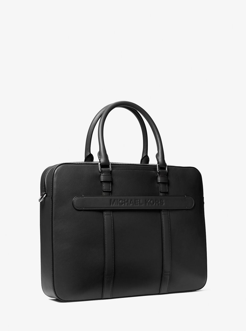 Bolsas de Mano Michael Kors Varick Large Leather Briefcase Hombre Negras | 1534-XRJZW