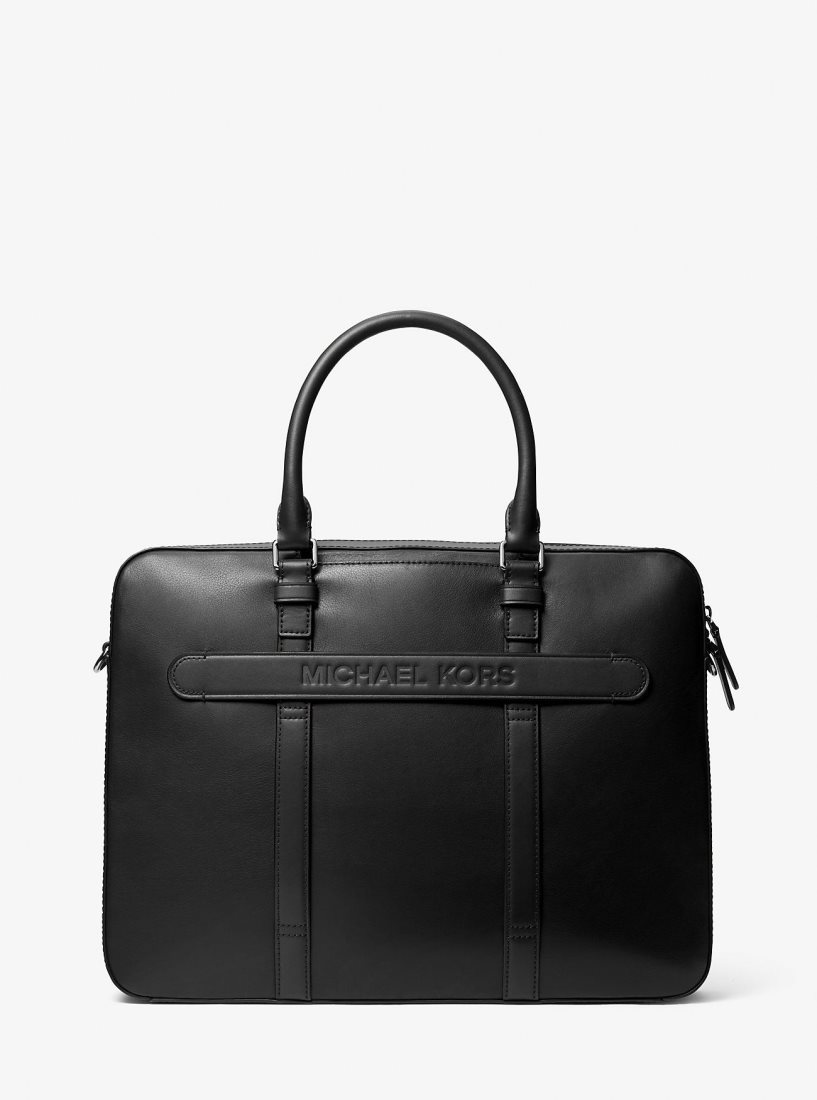 Bolsas de Mano Michael Kors Varick Large Leather Briefcase Hombre Negras | 1534-XRJZW