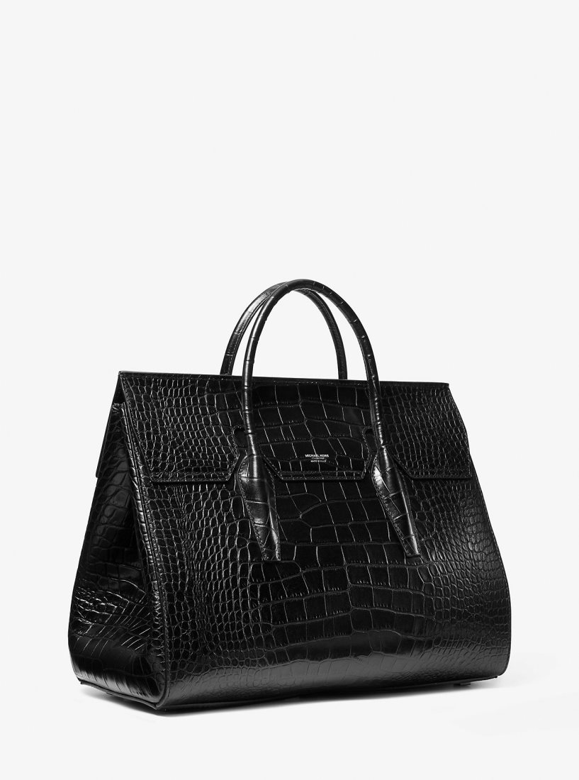 Bolso Satchel Michael Kors Campbell Crocodile Embossed Leather Weekender Bag Mujer Negras | 6245-YSOXI