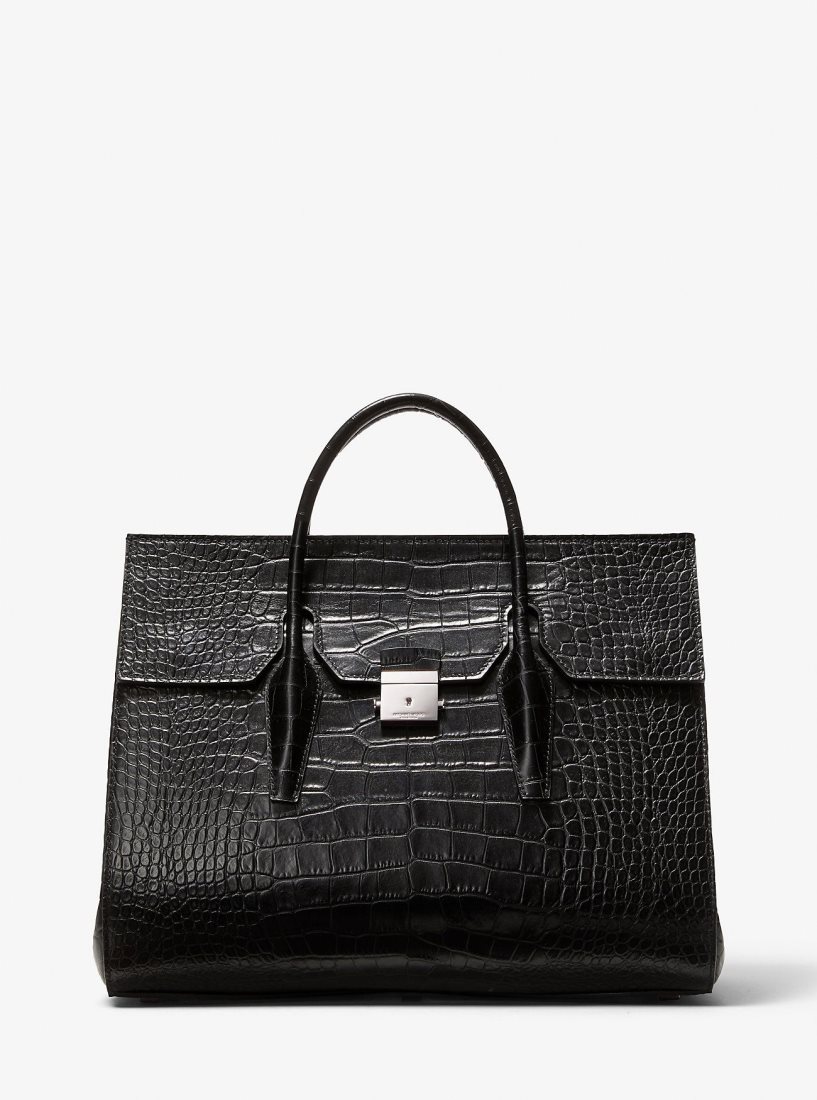 Bolso Satchel Michael Kors Campbell Crocodile Embossed Leather Weekender Bag Mujer Negras | 6245-YSOXI