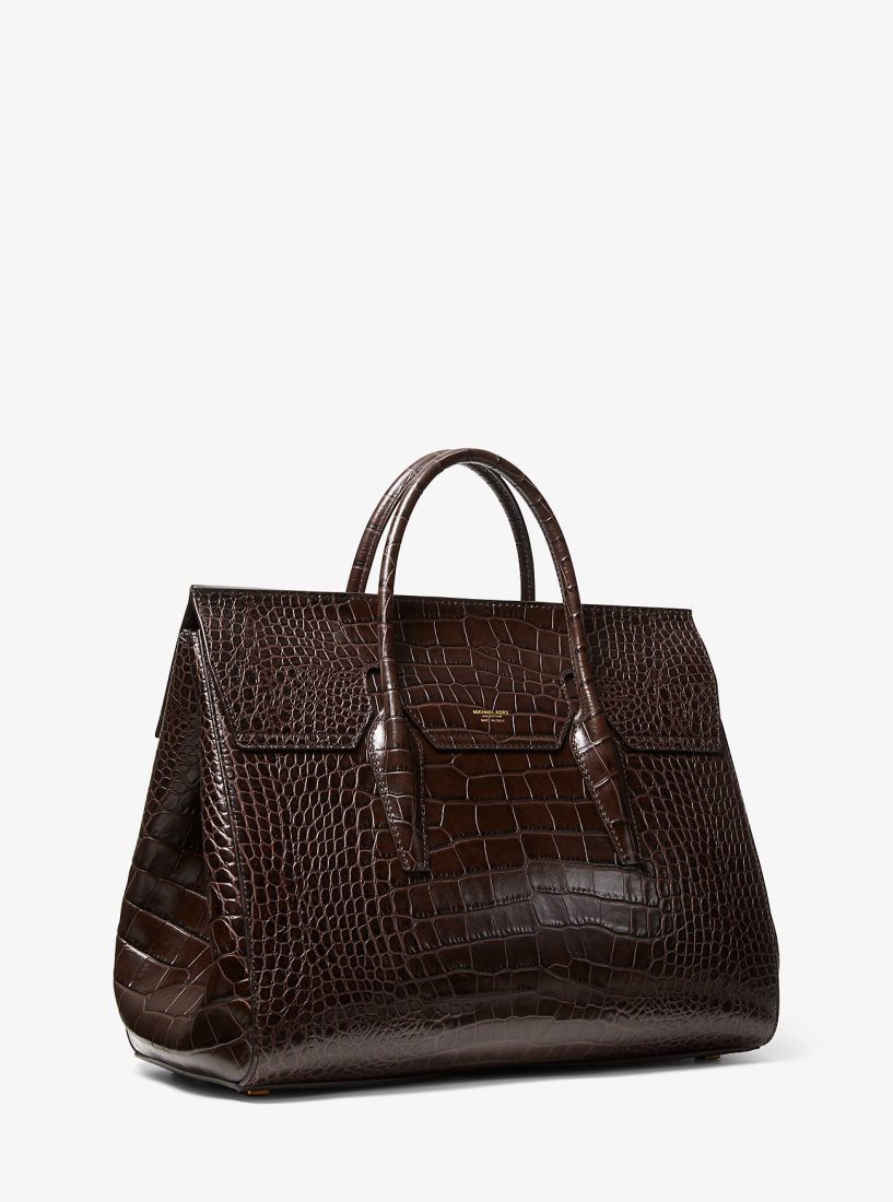 Bolso Satchel Michael Kors Campbell Crocodile Embossed Leather Weekender Bag Mujer Chocolate | 3925-OIEUV