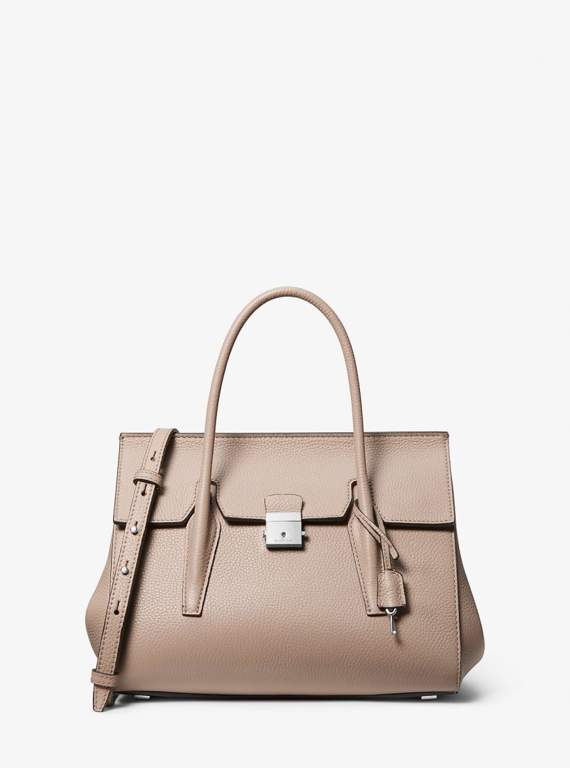 Bolso Satchel Michael Kors Campbell Medium Pebbled Leather Satchel Mujer Gris Marrones | 7584-MIGDH