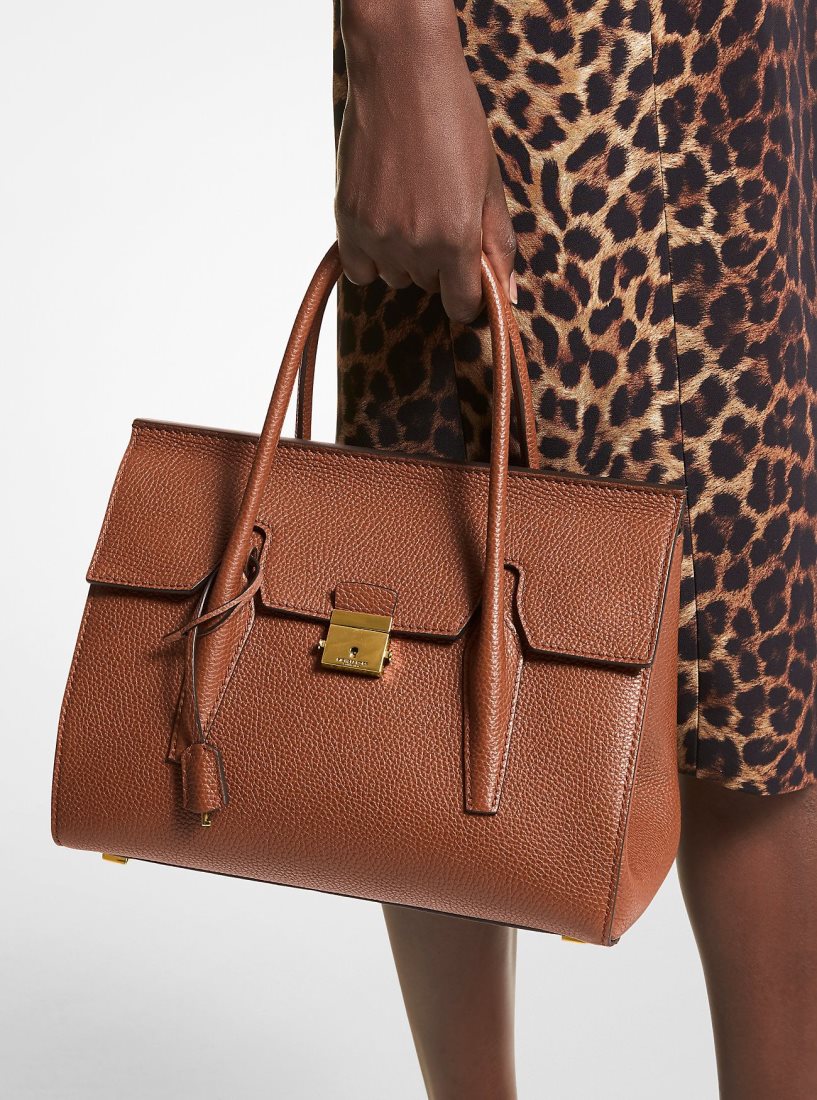 Bolso Satchel Michael Kors Campbell Medium Pebbled Leather Satchel Mujer Vicuna | 2496-CGPYE