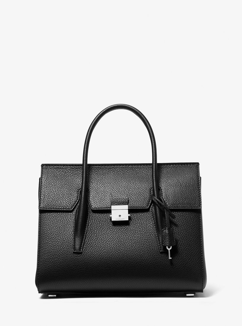 Bolso Satchel Michael Kors Campbell Medium Pebbled Leather Satchel Mujer Negras | 3920-OCLJK