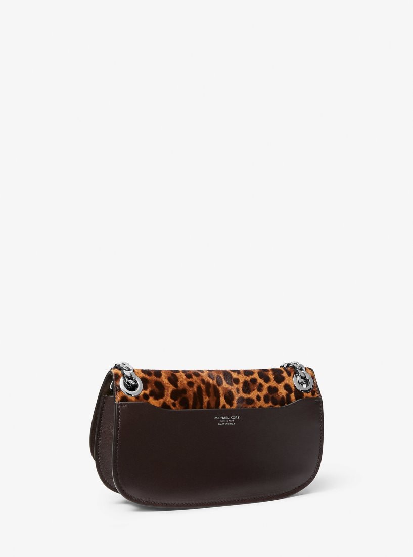 Bolsos De Mano Michael Kors Christie Mini Leopard Print Calf Hair Envelope Bag Mujer Marrones Multicolor | 7953-YKONB