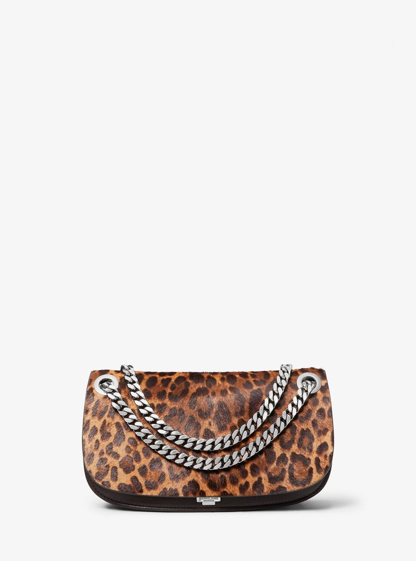 Bolsos De Mano Michael Kors Christie Mini Leopard Print Calf Hair Envelope Bag Mujer Marrones Multicolor | 7953-YKONB