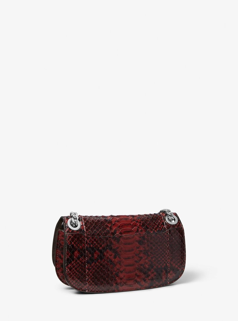 Bolsos De Mano Michael Kors Christie Mini Python Embossed Leather Envelope Bag Mujer Burdeos | 9607-JPFLE