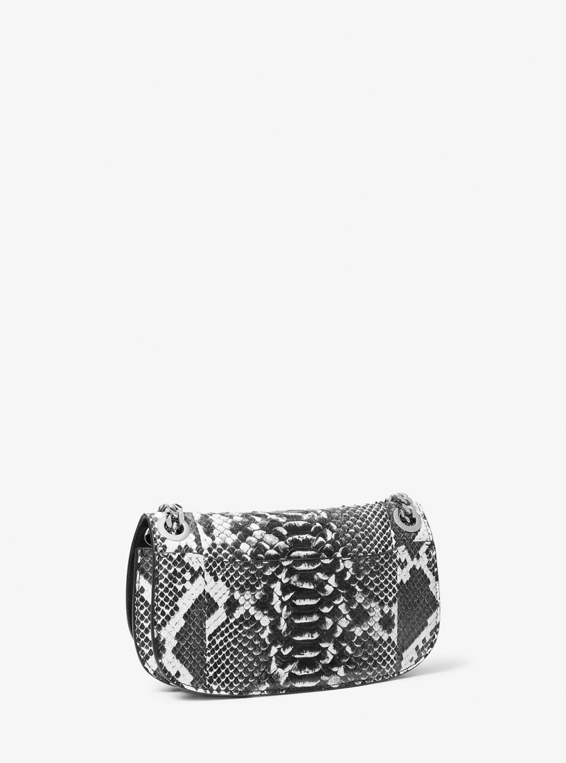 Bolsos De Mano Michael Kors Christie Mini Python Embossed Leather Envelope Bag Mujer Negras Blancas | 1054-KSYXV