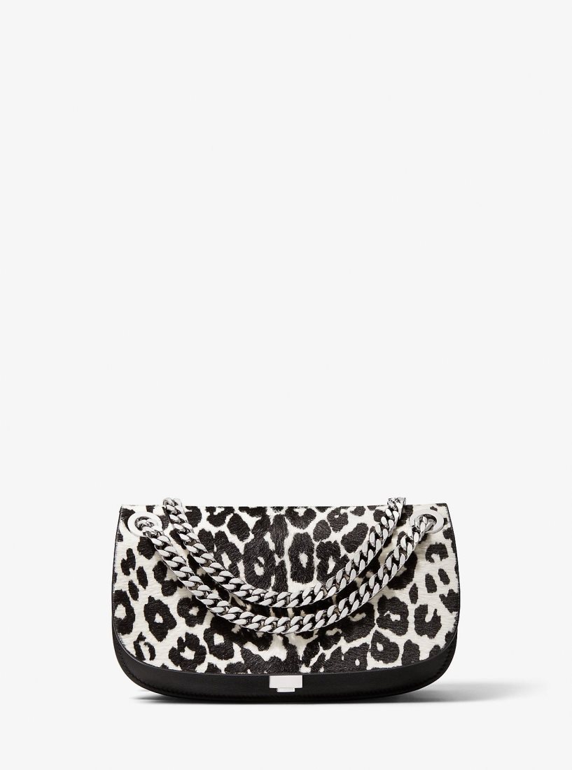 Bolsos De Mano Michael Kors Christie Mini Leopard Print Calf Hair and Leather Envelope Bag Mujer Negras Blancas | 1246-UGBNV