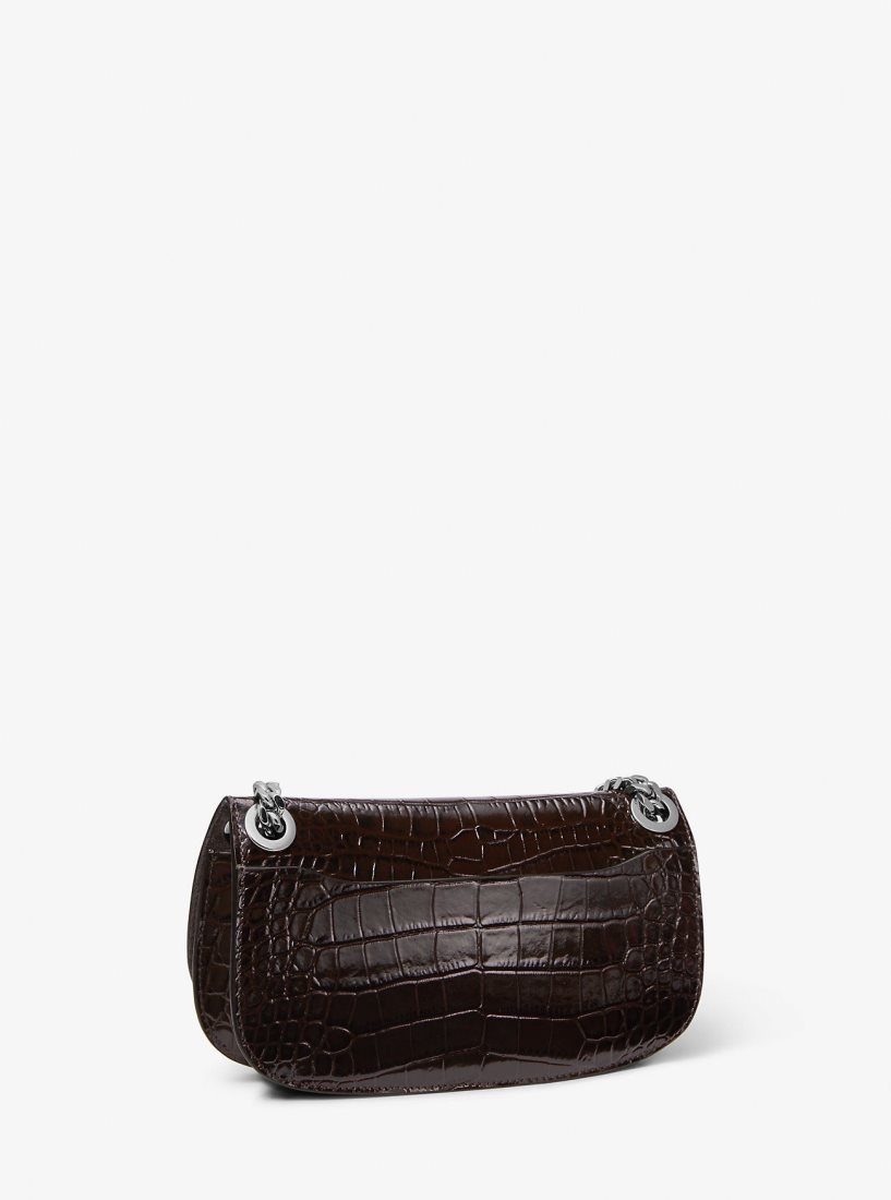 Bolsos De Mano Michael Kors Christie Mini Crocodile Embossed Leather Envelope Bag Mujer Chocolate | 2741-XPEZL