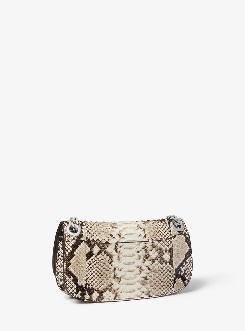 Bolsos De Mano Michael Kors Christie Mini Python Embossed Leather Envelope Bag Mujer Beige | 2756-TCSWD