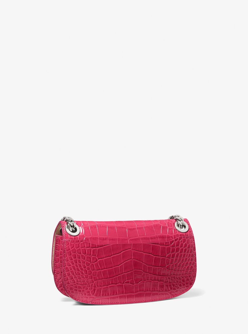 Bolsos De Mano Michael Kors Christie Mini Crocodile Embossed Leather Envelope Bag Mujer Fuschia | 4172-VMYZH