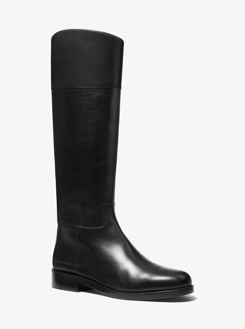 Botas Michael Kors Braden Leather Riding Boot Mujer Negras | 2701-HUOBI