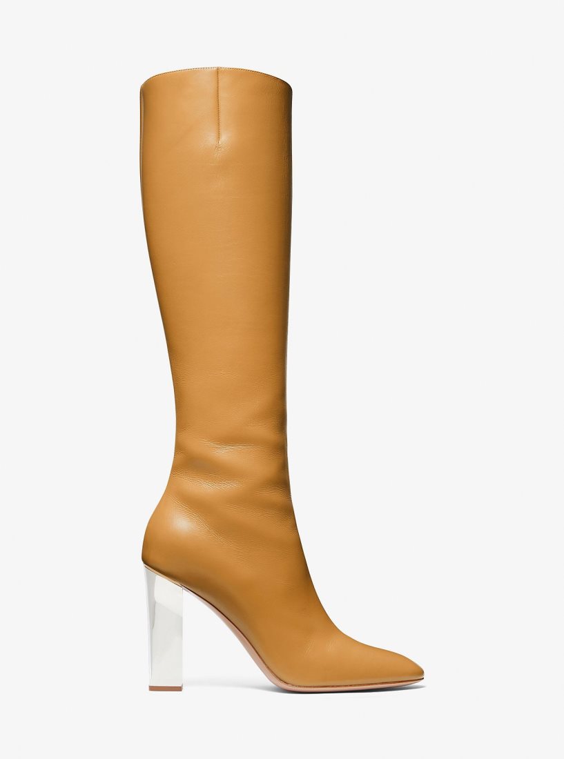 Botas Michael Kors Carly Leather Boot Mujer Marrones | 3680-VOTZC