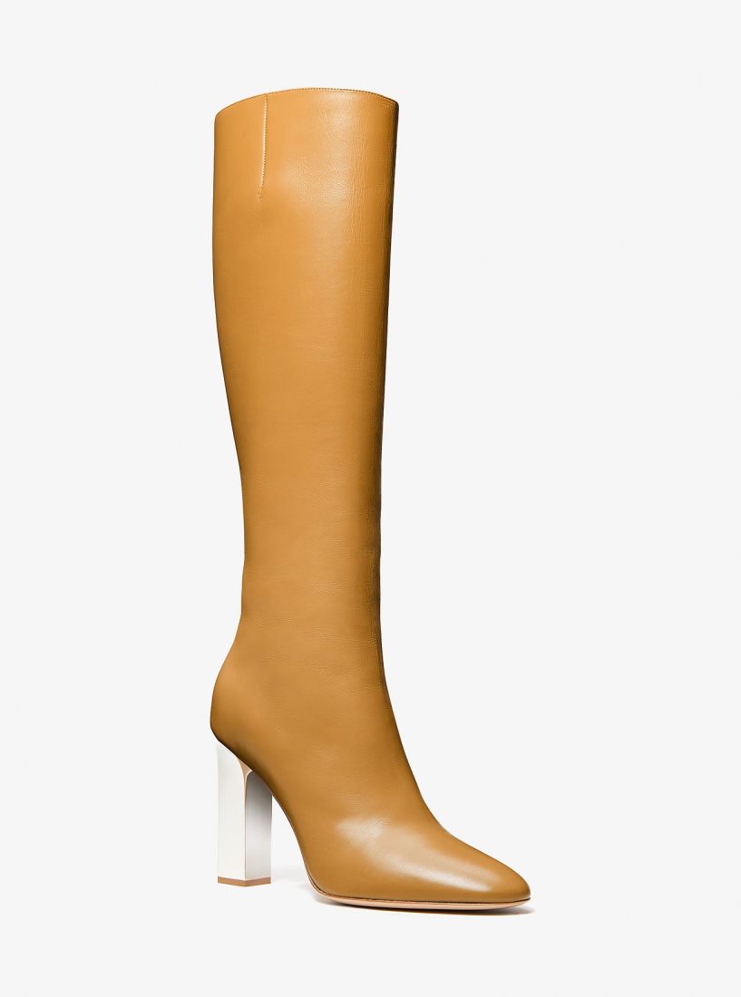 Botas Michael Kors Carly Leather Boot Mujer Marrones | 3680-VOTZC