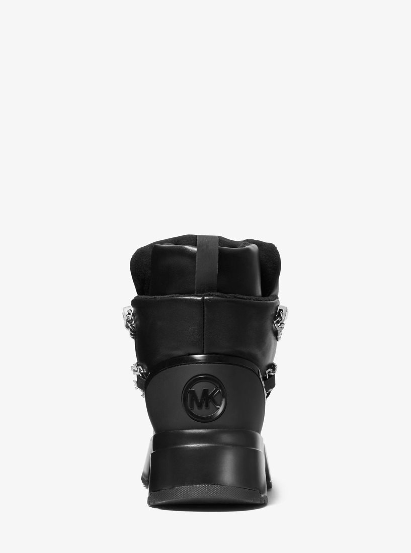 Botas Michael Kors Cassia Leather Boot Mujer Negras | 8431-JUVEA