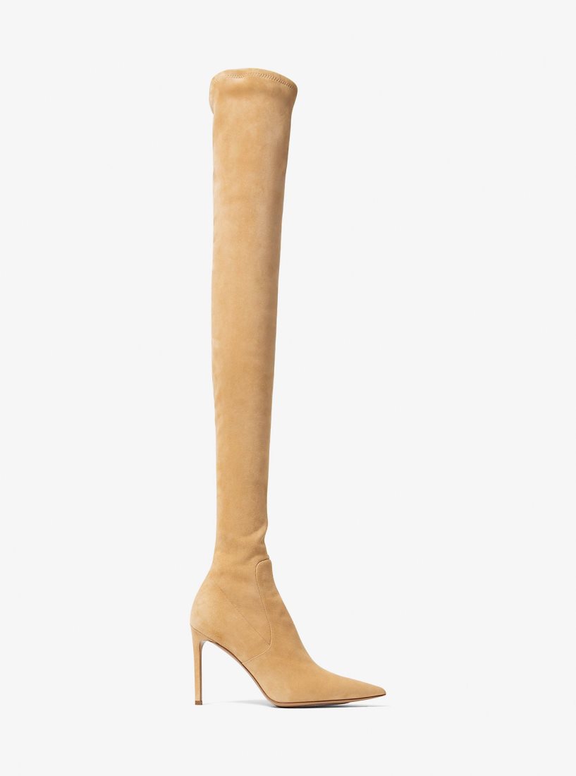 Botas Michael Kors Elle Suede Boot Mujer Marrones | 6837-ELTGS