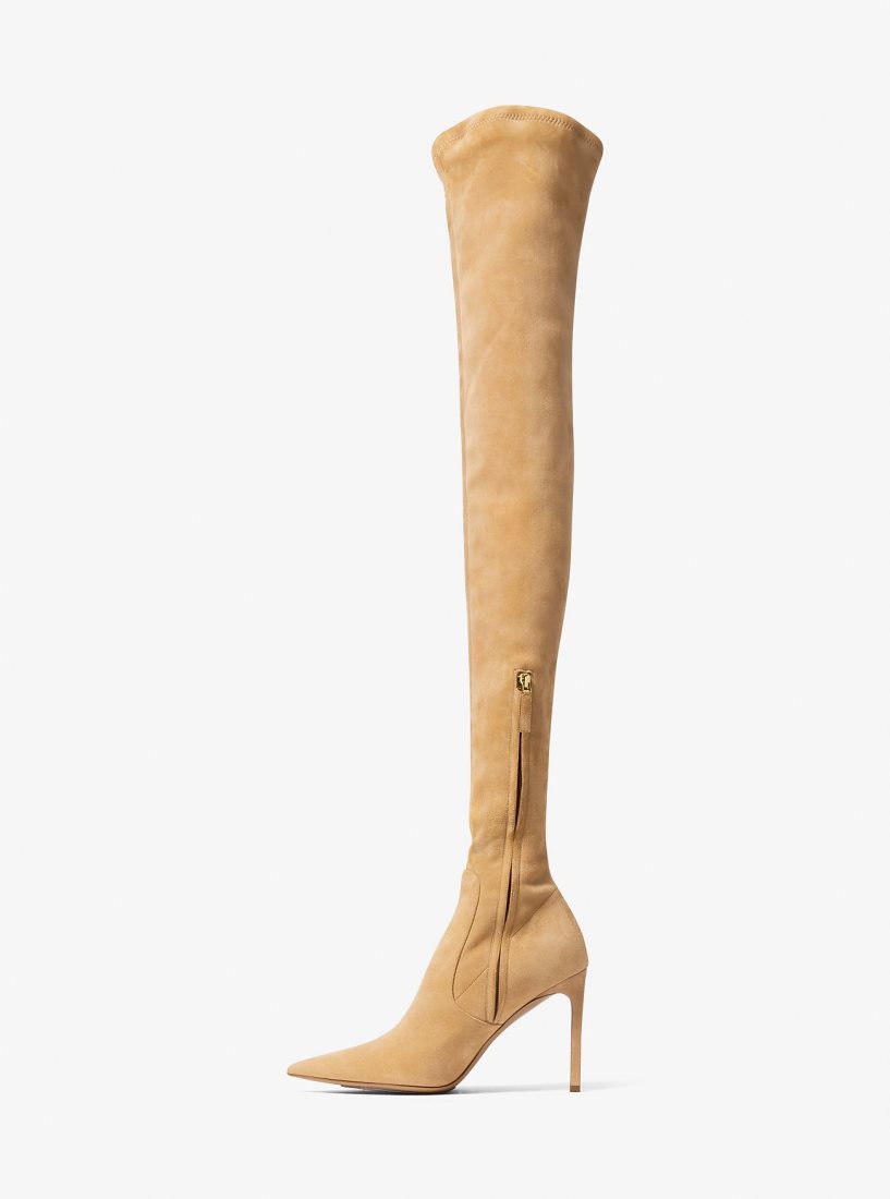 Botas Michael Kors Elle Suede Boot Mujer Marrones | 6837-ELTGS