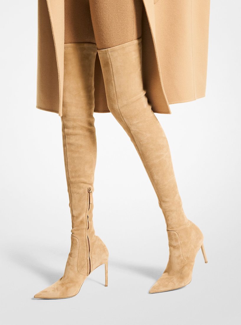 Botas Michael Kors Elle Suede Boot Mujer Marrones | 6837-ELTGS