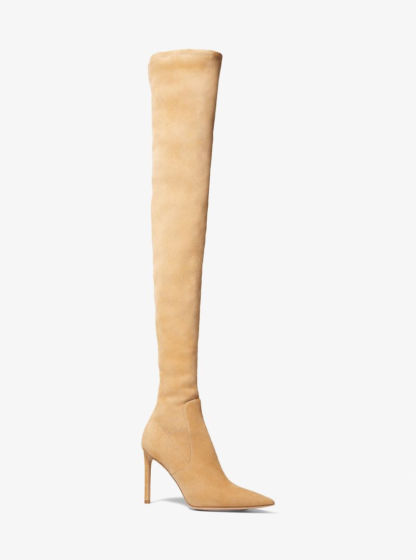 Botas Michael Kors Elle Suede Boot Mujer Marrones | 6837-ELTGS