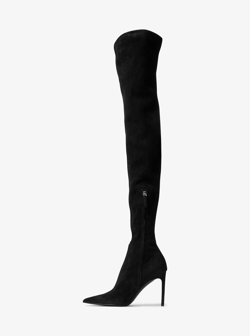 Botas Michael Kors Elle Suede Boot Mujer Negras | 4653-QKGBL