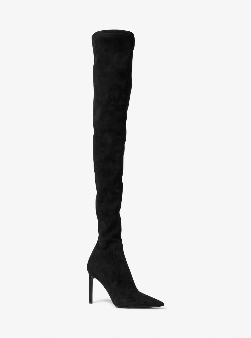 Botas Michael Kors Elle Suede Boot Mujer Negras | 4653-QKGBL