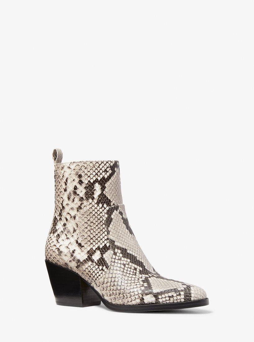 Botas Michael Kors Harlow Snake Embossed Leather Boot Mujer Marrones | 6981-CRTOE