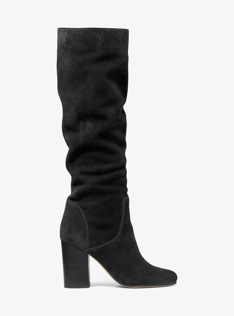 Botas Michael Kors Leigh Suede Boot Mujer Negras | 7382-ZISPU