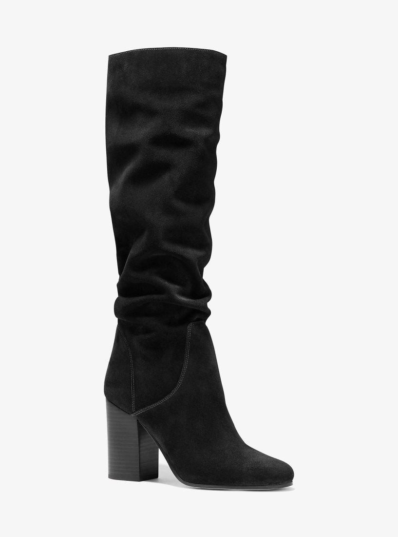 Botas Michael Kors Leigh Suede Boot Mujer Negras | 7382-ZISPU