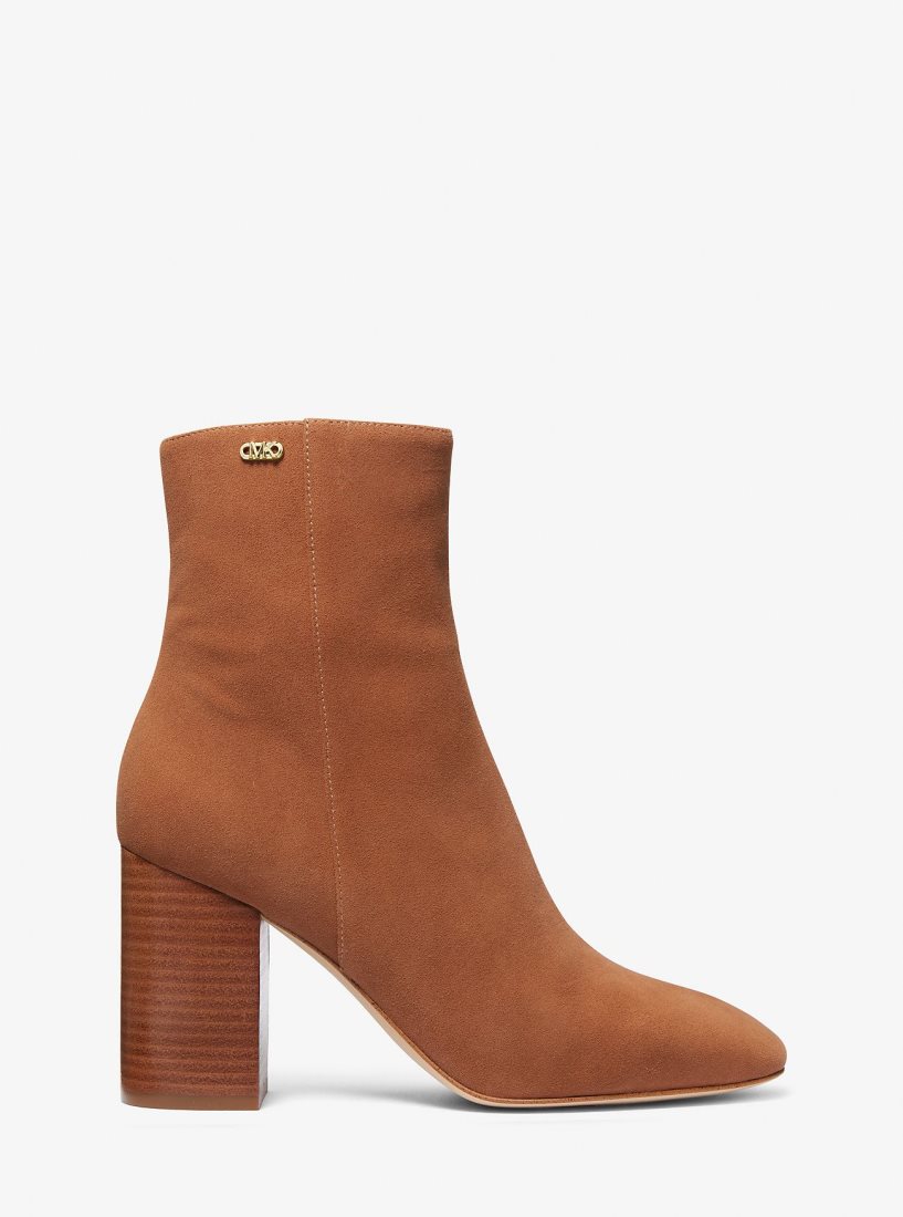 Botas Michael Kors Perla Suede Ankle Boot Mujer Luggage | 6925-VGAPC