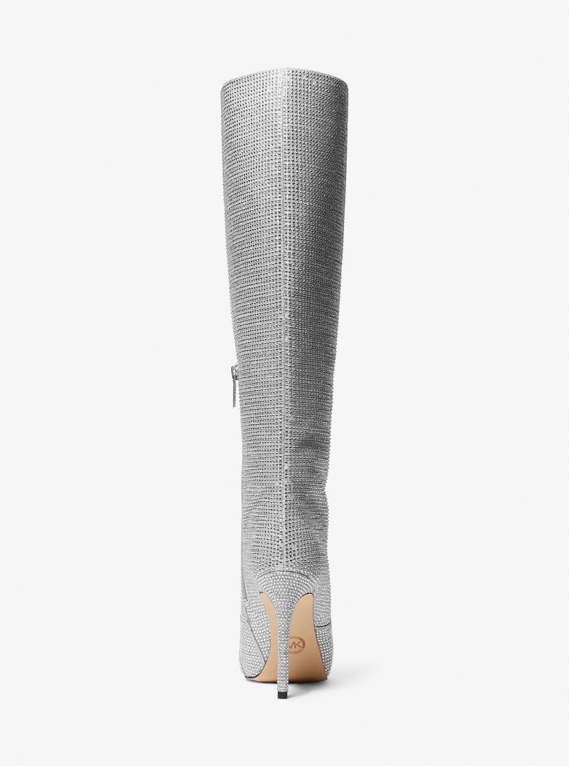 Botas Michael Kors Rue Embellished Glitter Chain-Mesh Knee Boot Mujer Plateadas | 9620-JQDRF