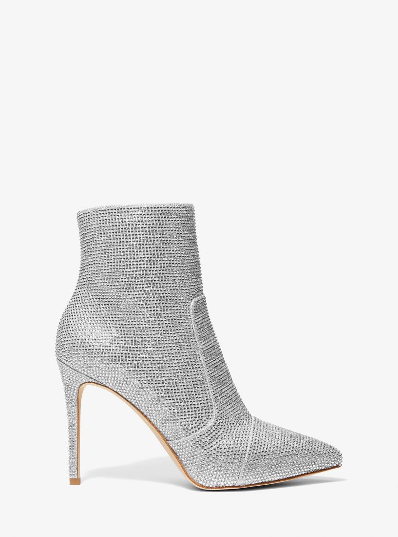 Botas Michael Kors Rue Embellished Glitter Chain-Mesh Ankle Boot Mujer Plateadas | 2591-TZGYD