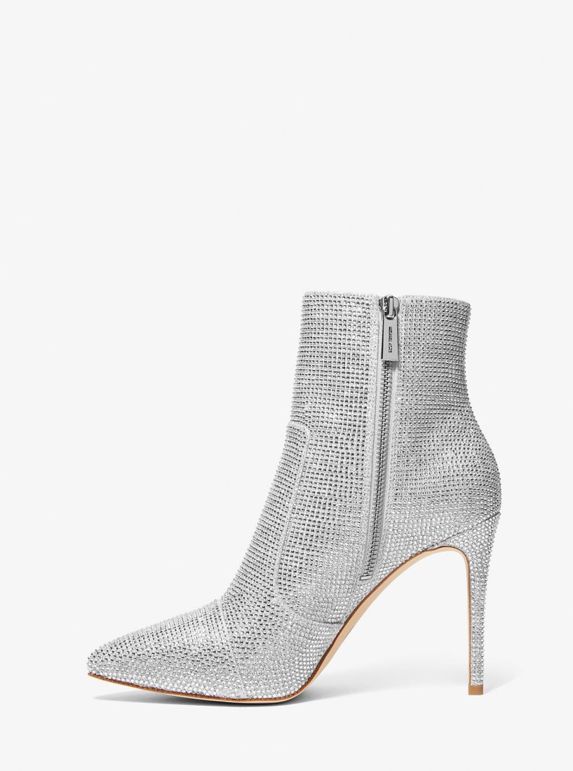 Botas Michael Kors Rue Embellished Glitter Chain-Mesh Ankle Boot Mujer Plateadas | 2591-TZGYD