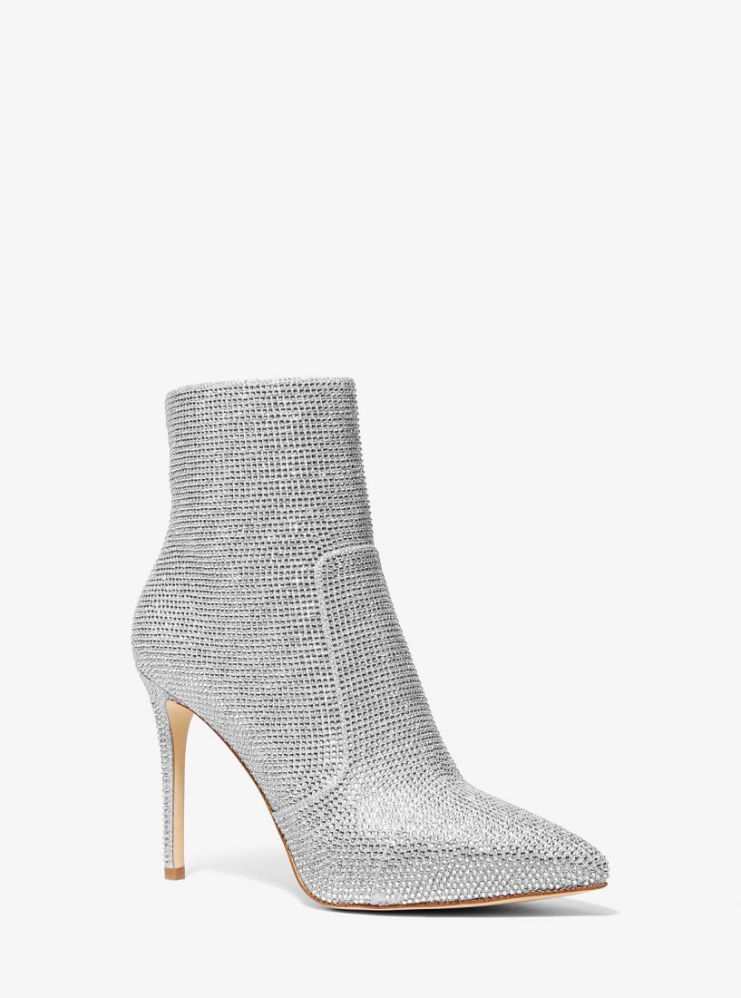 Botas Michael Kors Rue Embellished Glitter Chain-Mesh Ankle Boot Mujer Plateadas | 2591-TZGYD