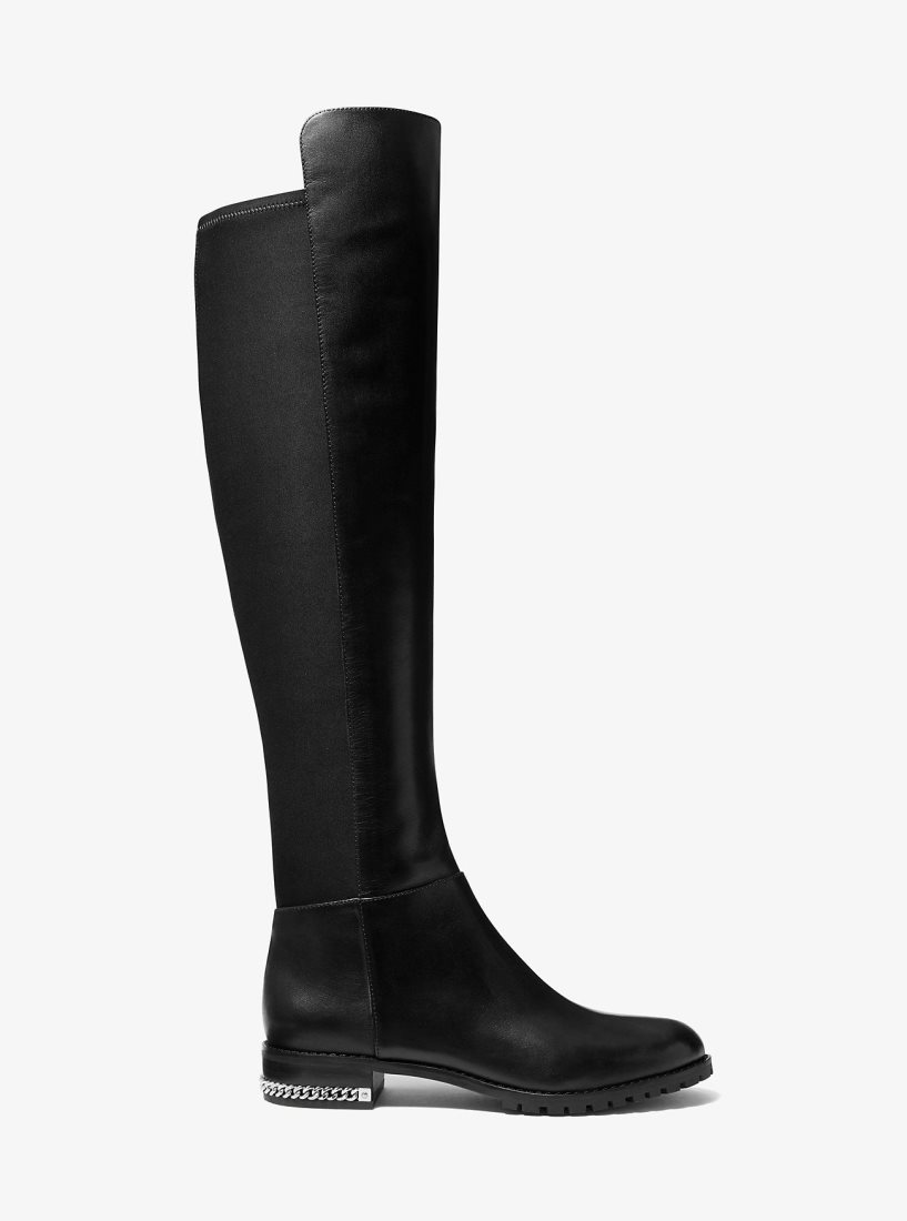 Botas Michael Kors Sabrina Stretch Leather Boot Mujer Negras | 6407-XJUFV