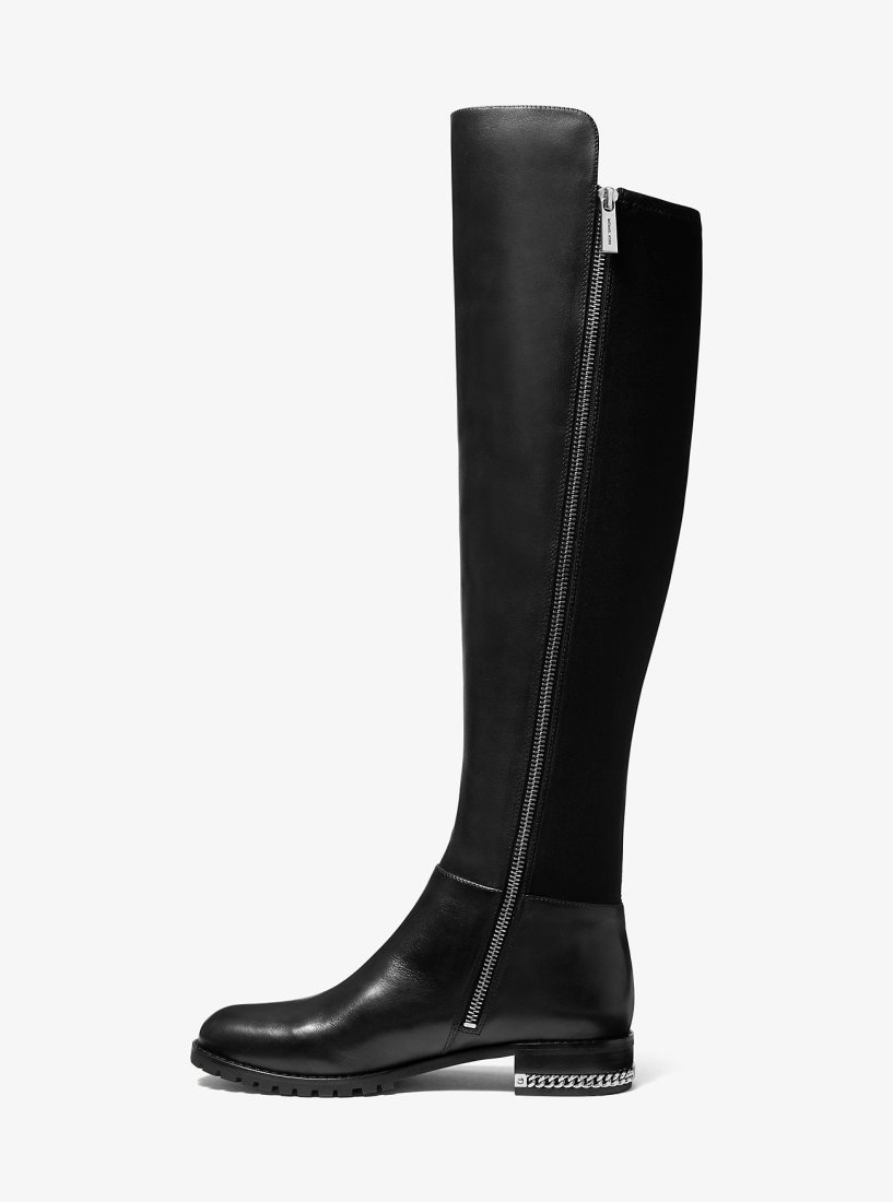 Botas Michael Kors Sabrina Stretch Leather Boot Mujer Negras | 6407-XJUFV