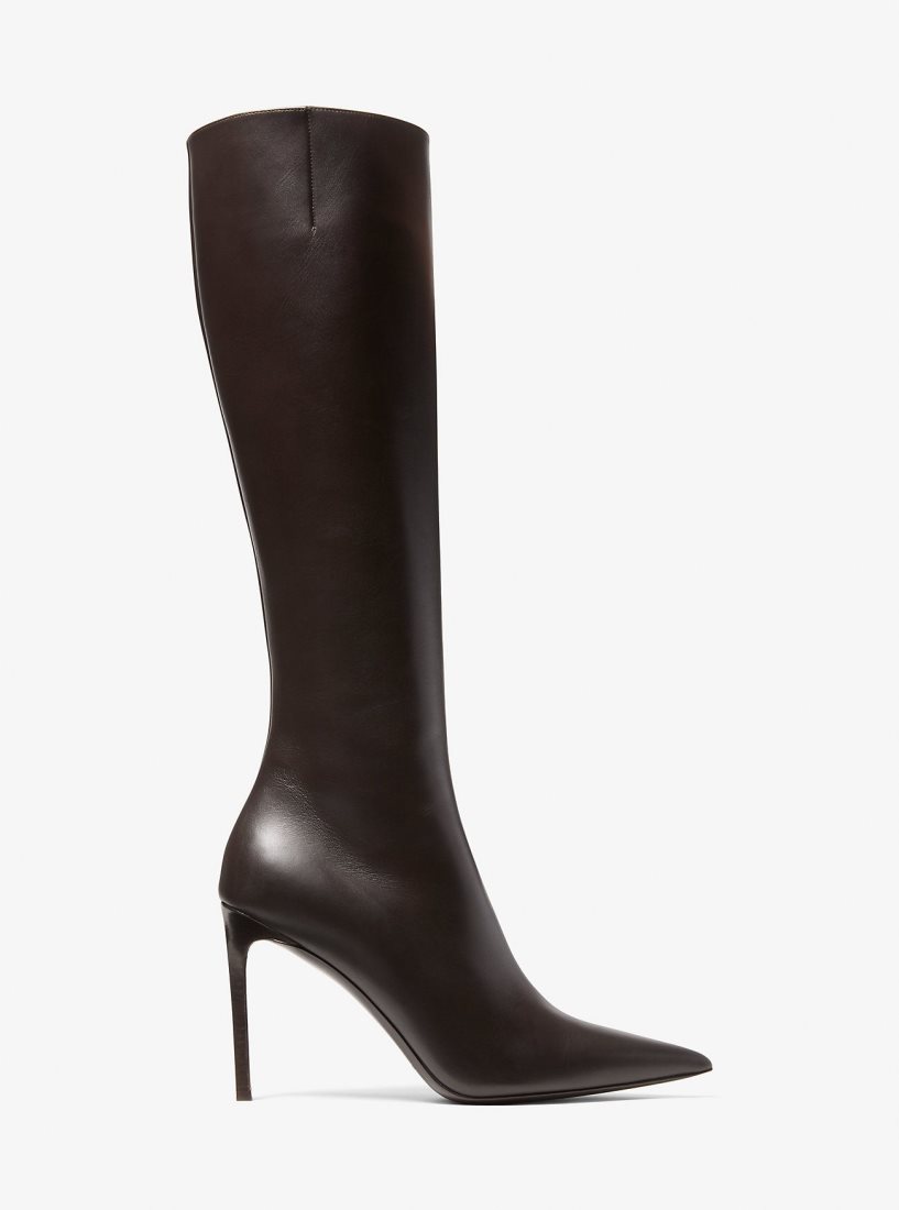 Botas Michael Kors Tatjana Leather Boots Mujer Chocolate | 8317-JCXTD