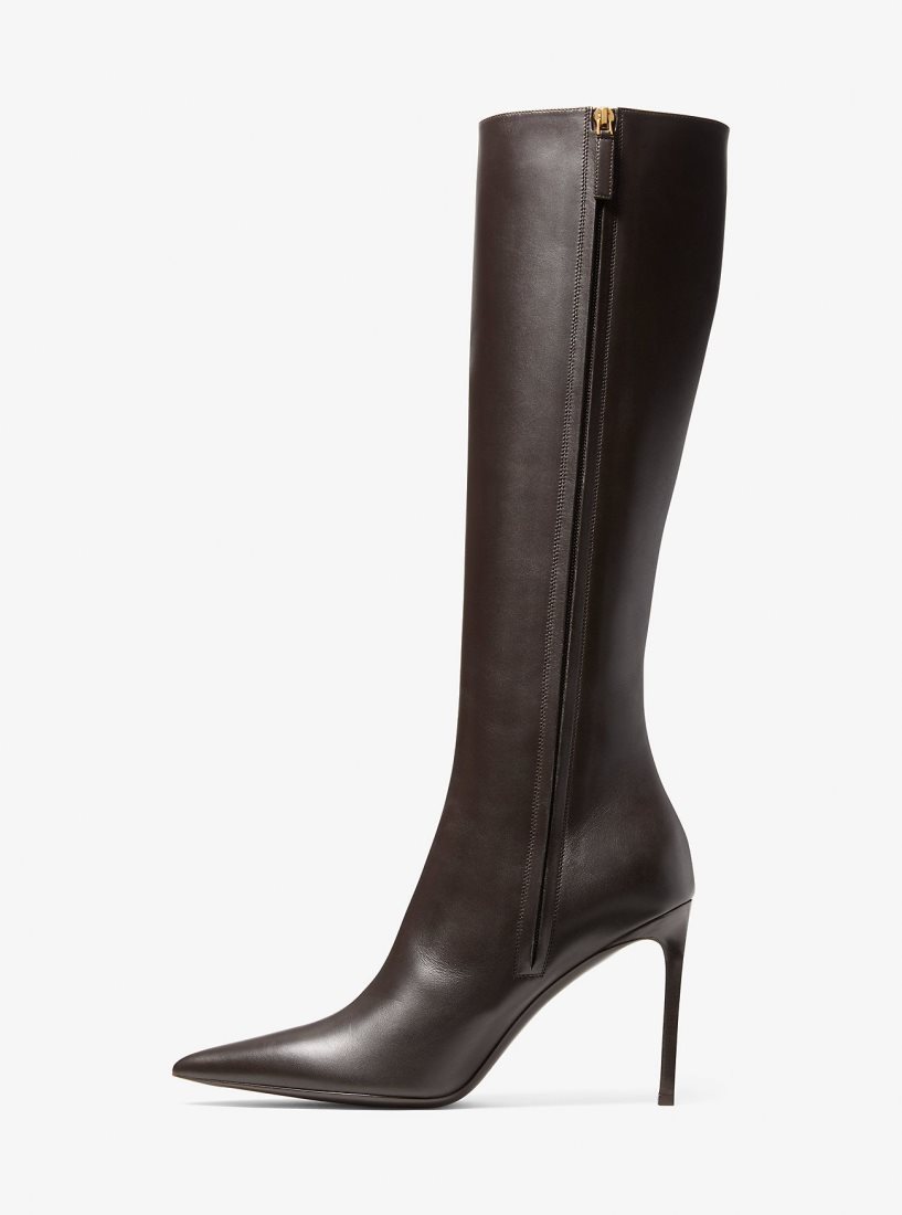 Botas Michael Kors Tatjana Leather Boots Mujer Chocolate | 8317-JCXTD