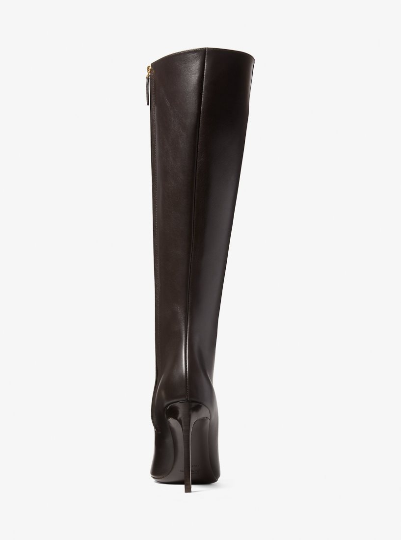 Botas Michael Kors Tatjana Leather Boots Mujer Chocolate | 8317-JCXTD