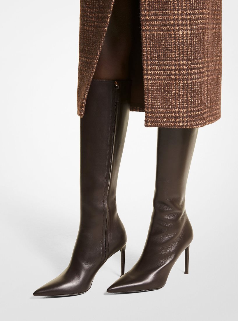 Botas Michael Kors Tatjana Leather Boots Mujer Chocolate | 8317-JCXTD