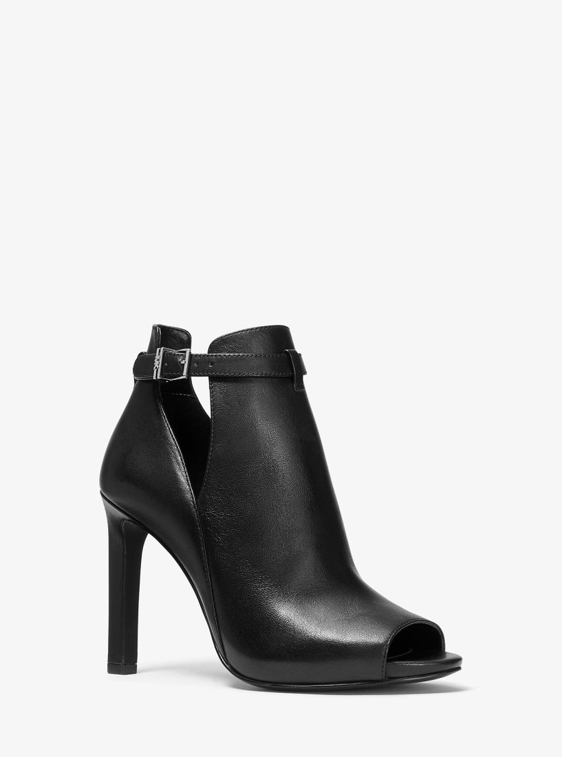 Botines Michael Kors Lawson Leather Open-Toe Ankle Boot Mujer Negras | 6231-ZMQPU