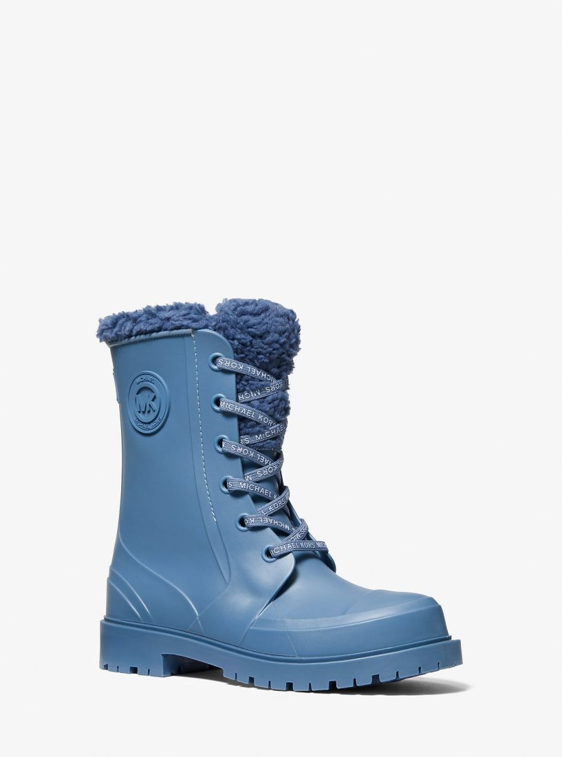 Botines Michael Kors Montaigne Faux Shearling-Lined PVC Rain Boot Mujer Azules | 6425-AFUQT