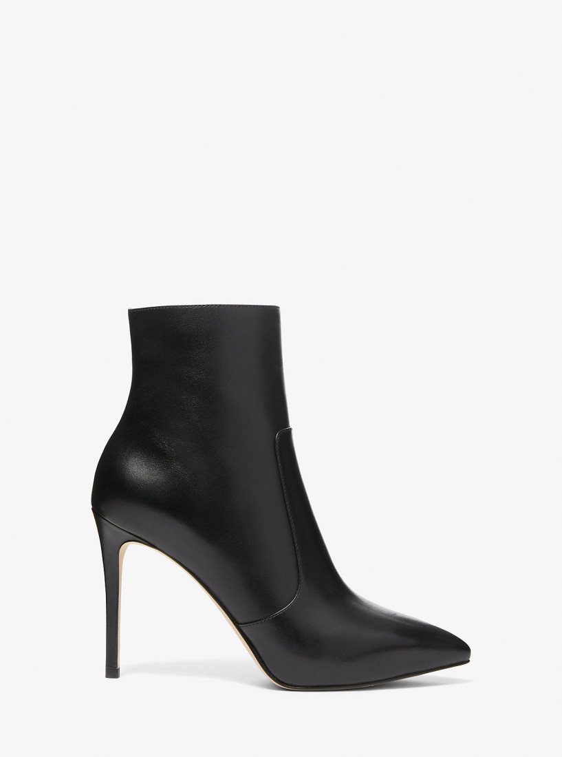 Botines Michael Kors Rue Leather Boot Mujer Negras | 4657-RBHUL