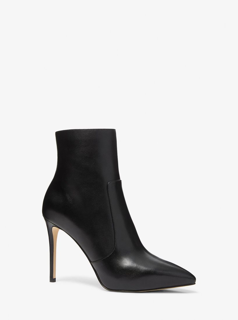 Botines Michael Kors Rue Leather Boot Mujer Negras | 4657-RBHUL