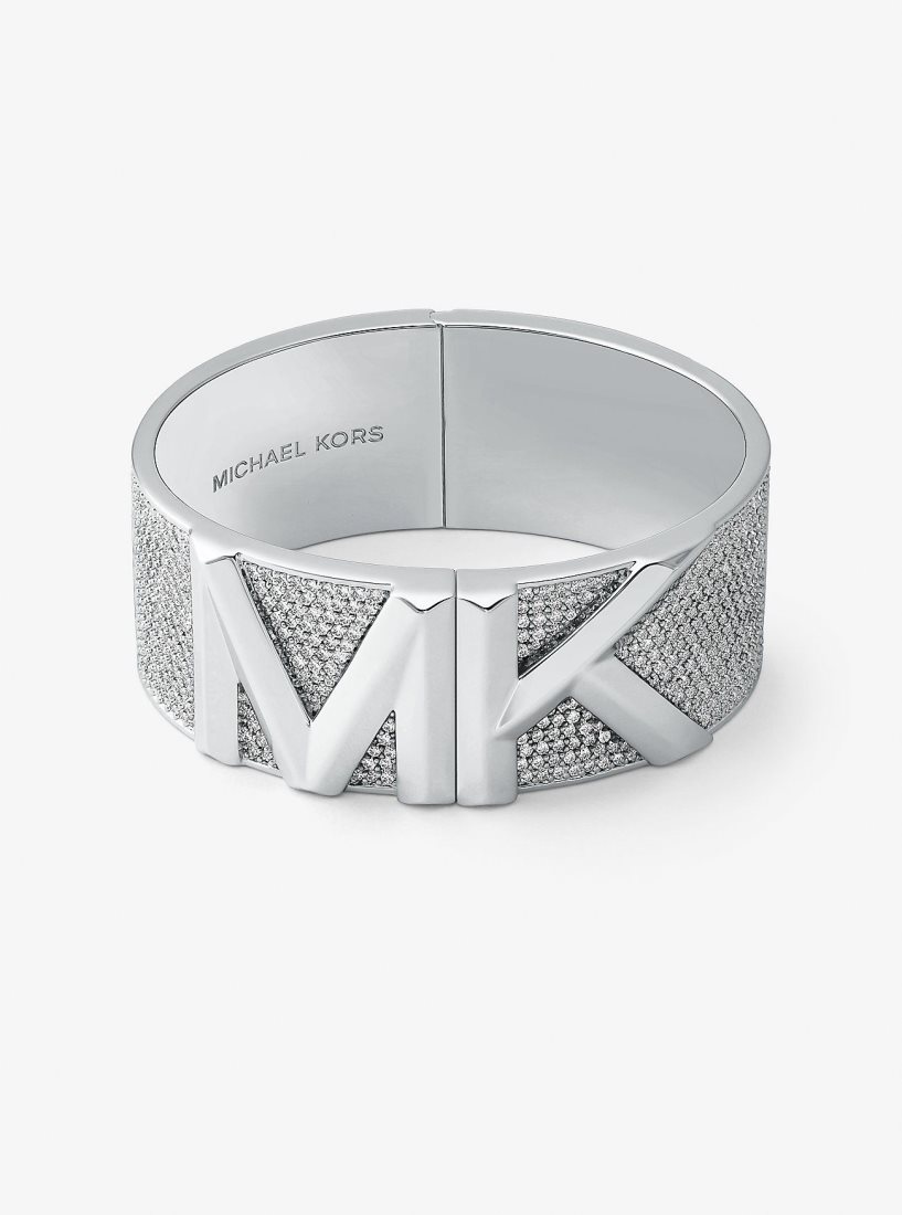 Brazaletes Michael Kors Mott Precious Metal-Plated Brass Pave Bangle Mujer Plateadas | 6124-NKCHT