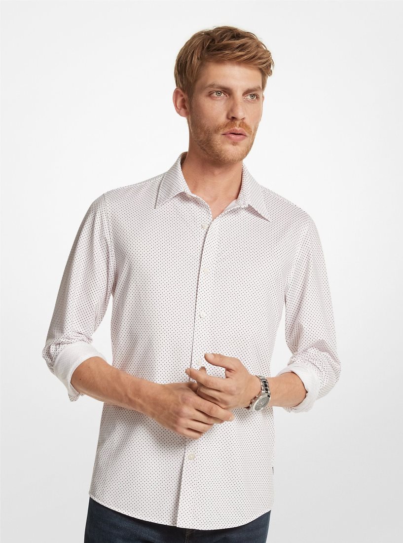 Camisas Michael Kors Slim-Fit Printed Stretch Shirt Hombre Blancas | 4051-DSBNR