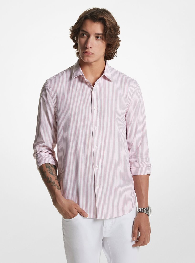 Camisas Michael Kors Striped Stretch Cotton Oxford Shirt Hombre Rosas | 8504-NMSVK