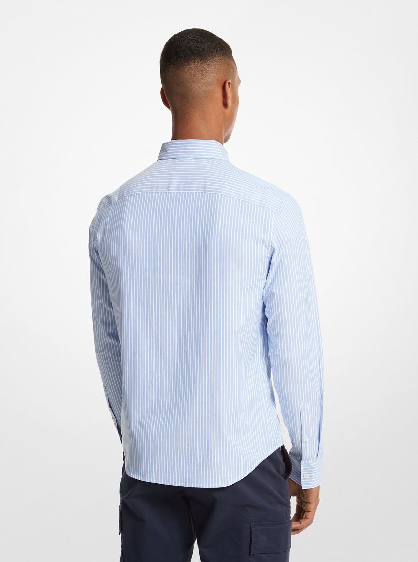 Camisas Michael Kors Striped Stretch Cotton Shirt Hombre Azules | 4590-UFAZD